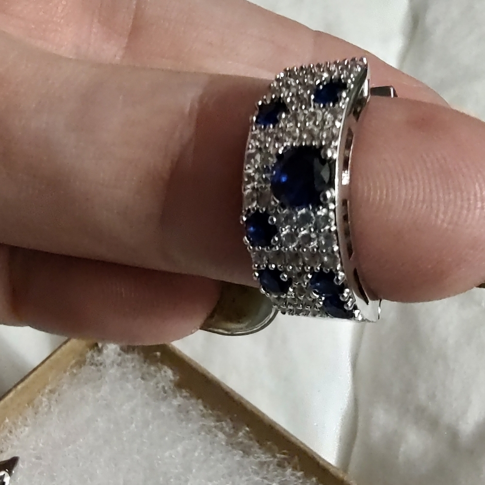 NEW elegant sapphire zircon hoops